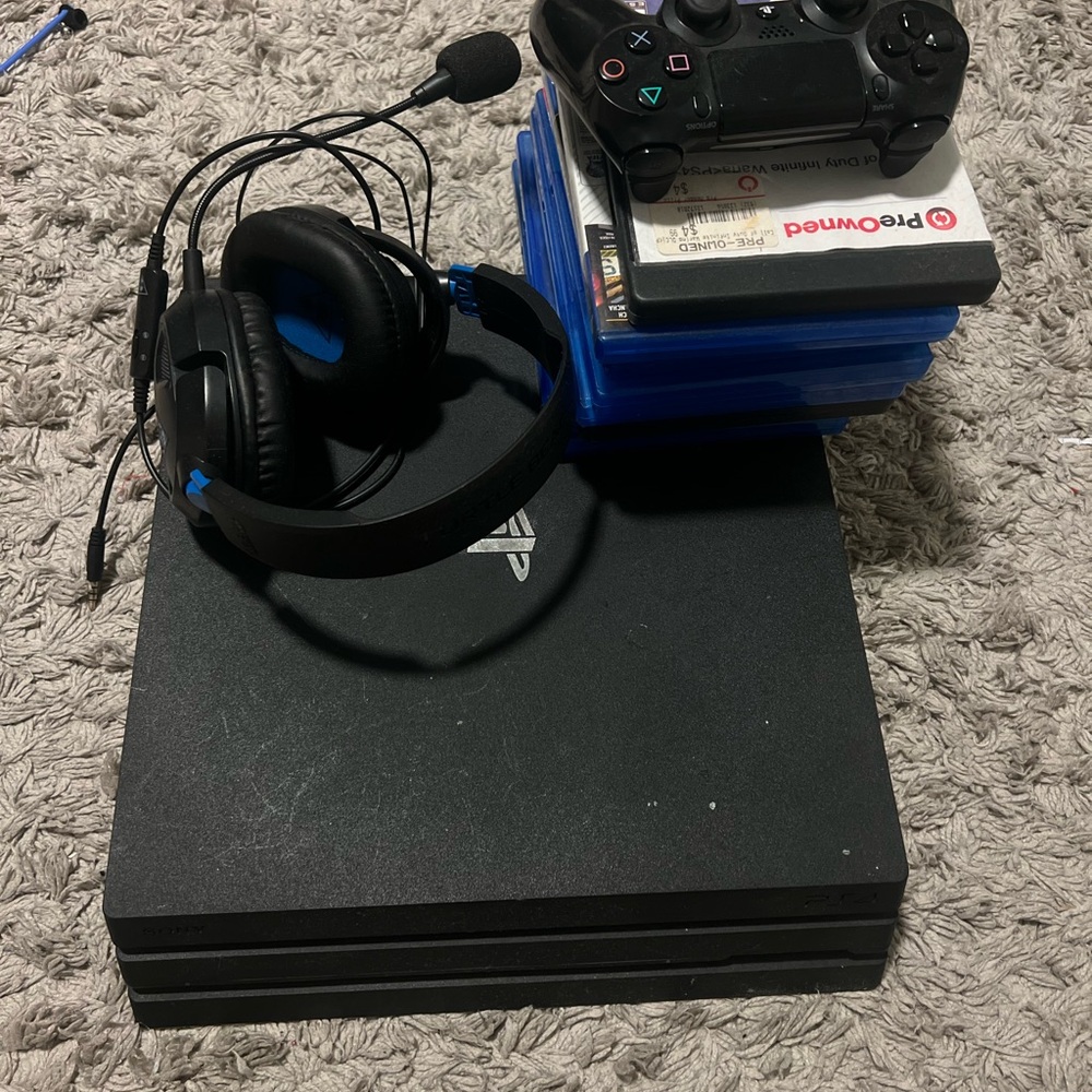 Black Gaming Console Bundle with Headset and Controller